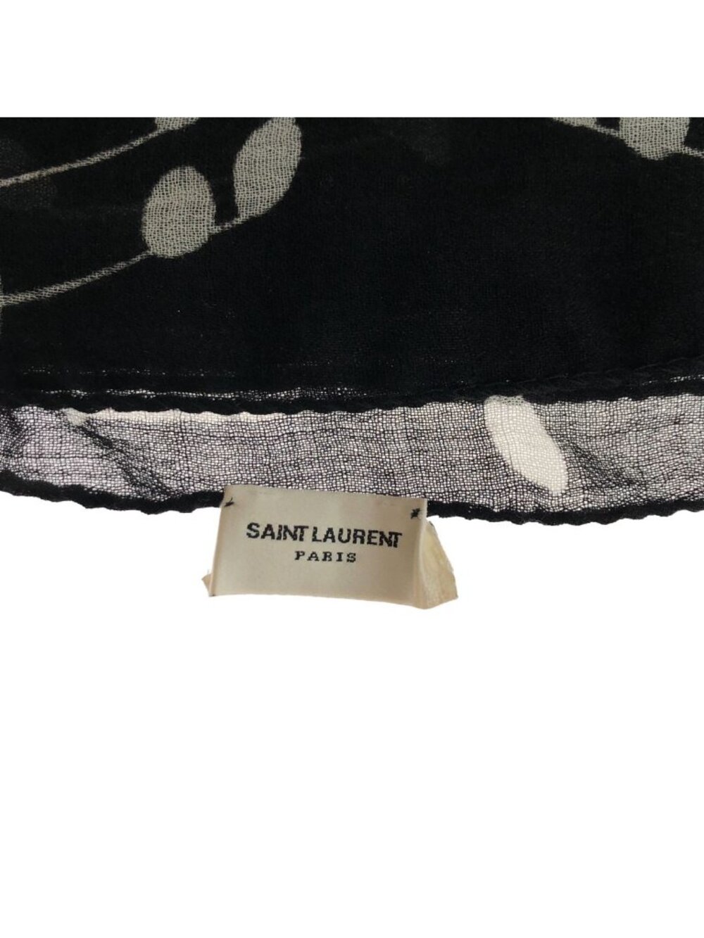 Saint Laurent Paris Musical Note Pattern Shawl Black Scarf - Picture 6 of 6
